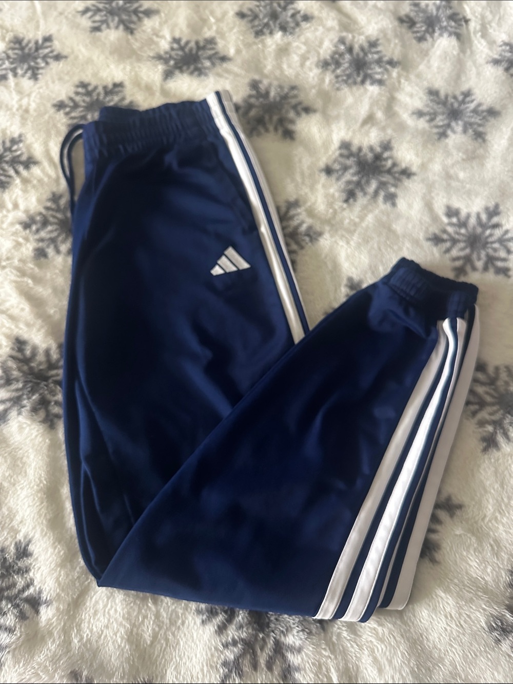 adidas Navy Joggers with White Side Stripes